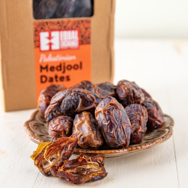 Medjool Dates in a bag and on a plate