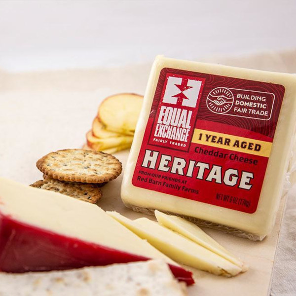 EE Heritage 1 Year Aged Cheddar next to crackers